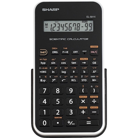 Sharp Scientific Calculator, 10-Digit, 3-1/10"Wx5-7/10"Dx1/2"H, BK/WE SHREL501X2BWH